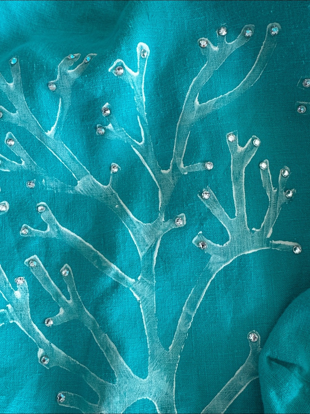 Isola Bella Turquoise Embellishmented Cotton Shoulder Beach Hobo Bag
